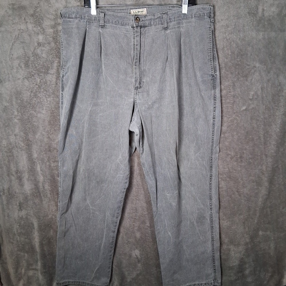 VTG LL Bean Pants Mens 40x30 Straight Fit Gray Made In USA Preppy Casual